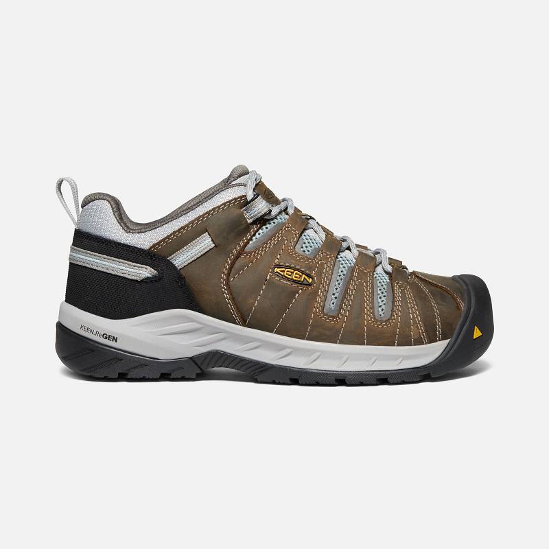 Keen Flint II Steel Toe Sicherheitsschuhe Damen DE-02975 Cascade Brown/Surf Spray - Keen Damenschuhe